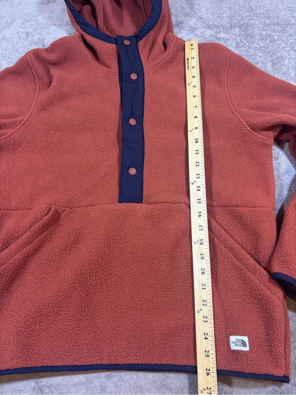The North Face Carbondale 1/4 Snap Fleece Hooded Sweater Mens Medium